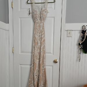 COPY - Gold Sequin Backless Prom Gown
